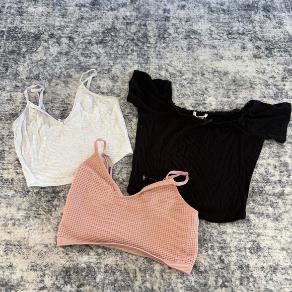 Bozzolo Tops - Bozzolo Womens Crop Top Lot of 3 Ribbed Waffle Knit Cami Tee Size Small Bundle